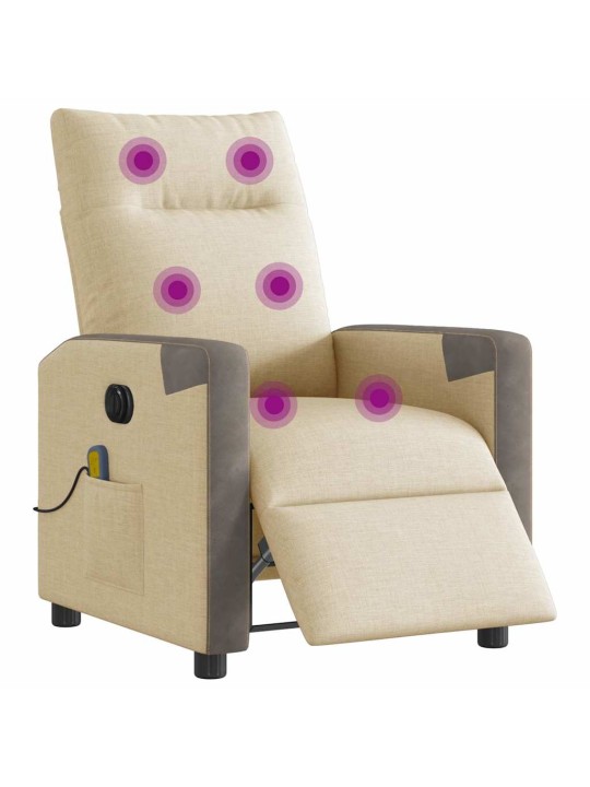 Elektrické masážní polohovací křeslo krémové textil