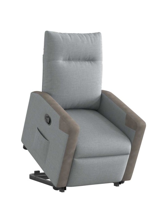 Zvedací polohovací křeslo světle šedé textil