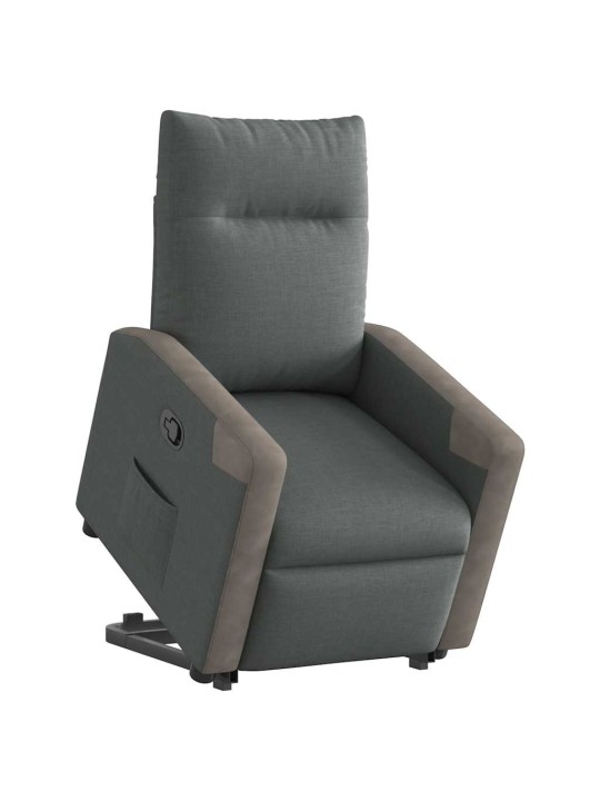 Zvedací polohovací křeslo tmavě šedé textil