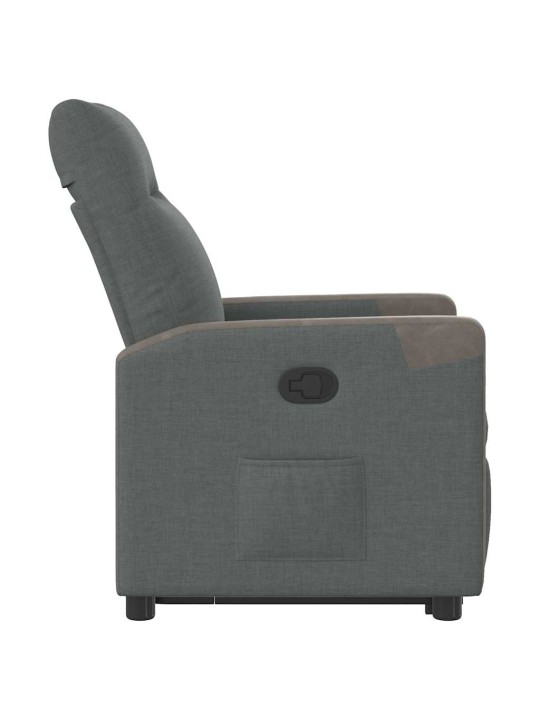 Zvedací polohovací křeslo tmavě šedé textil