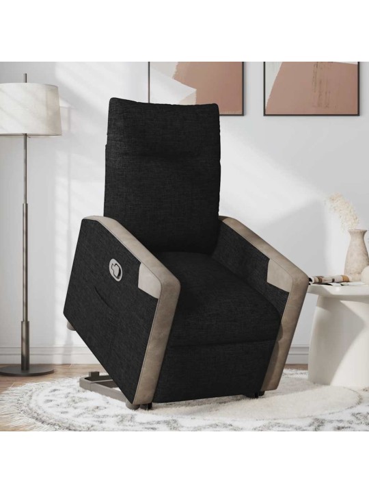 Zvedací polohovací křeslo černé textil