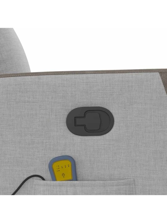 Zvedací masážní polohovací křeslo obláčkově šedé textil