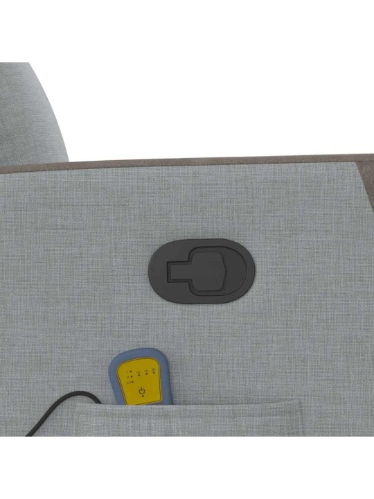 Zvedací masážní polohovací křeslo světle šedé textil