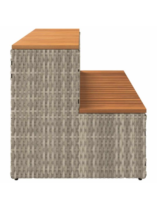 Obruby k vířivce světle šedý 100x50x50,5cm polyratan a akáciové