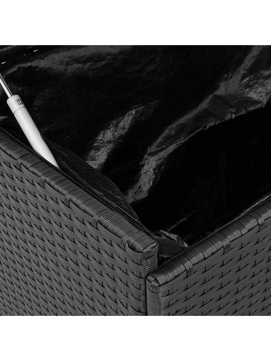 Zahradní úložný box s kolečky černý 110x55x73 cm polyratan