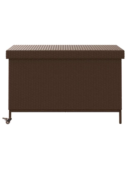 Zahradní úložný box s kolečky hnědý 110x55x73 cm polyratan
