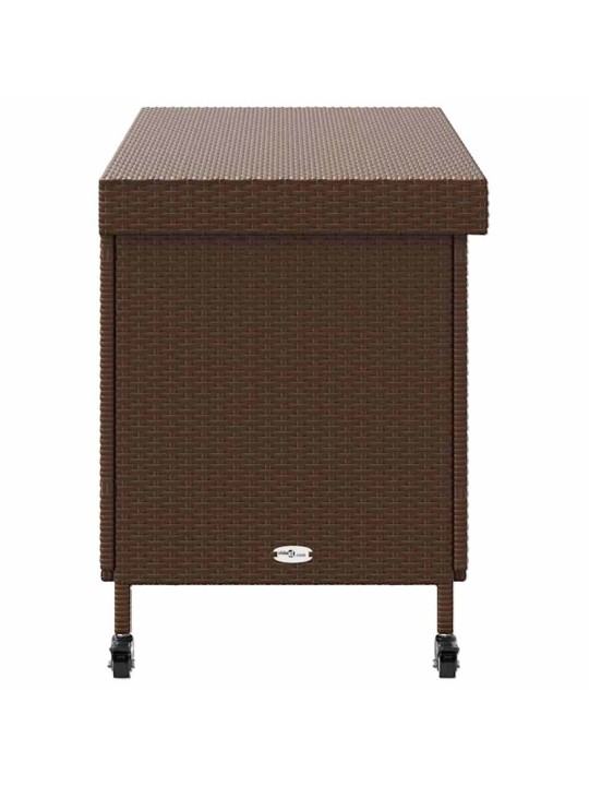Zahradní úložný box s kolečky hnědý 110x55x73 cm polyratan