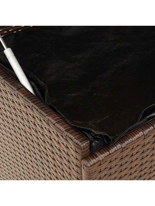 Zahradní úložný box s kolečky hnědý 110x55x73 cm polyratan