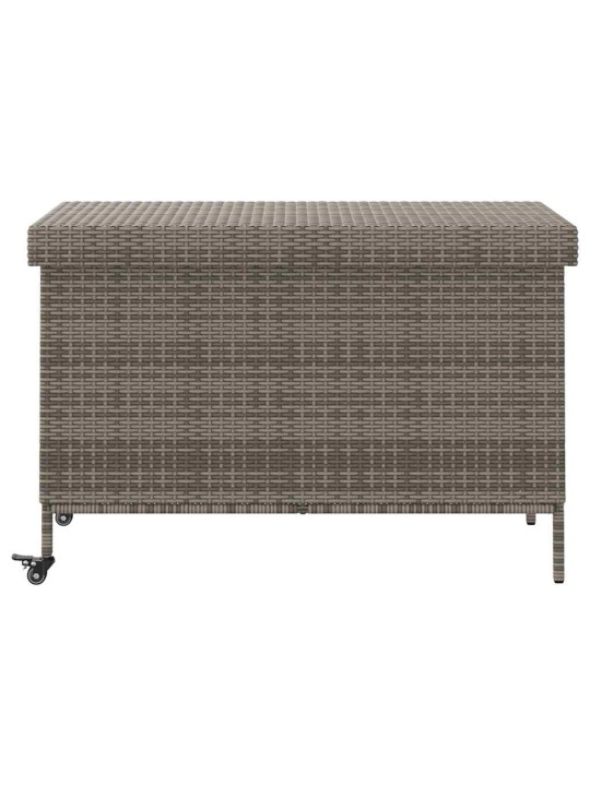 Zahradní úložný box s kolečky šedý 110x55x73 cm polyratan