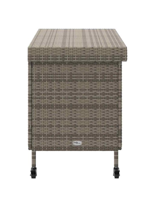 Zahradní úložný box s kolečky šedý 110x55x73 cm polyratan