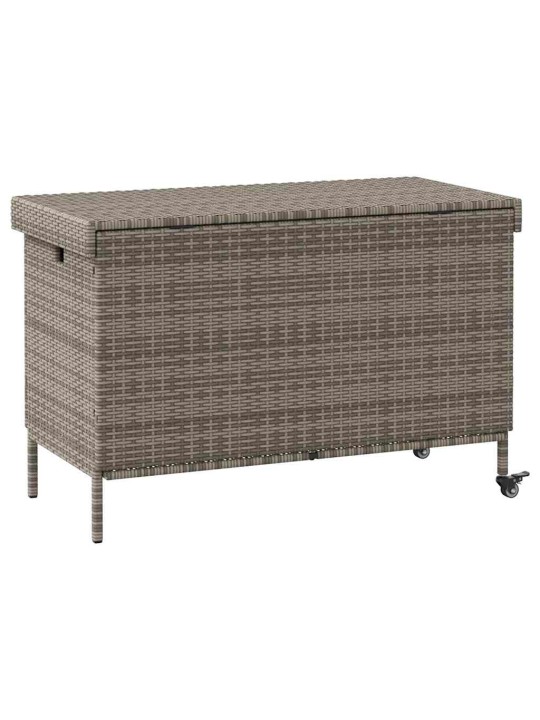 Zahradní úložný box s kolečky šedý 110x55x73 cm polyratan