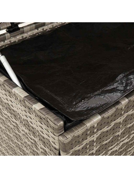 Zahradní úložný box s kolečky šedý 110x55x73 cm polyratan