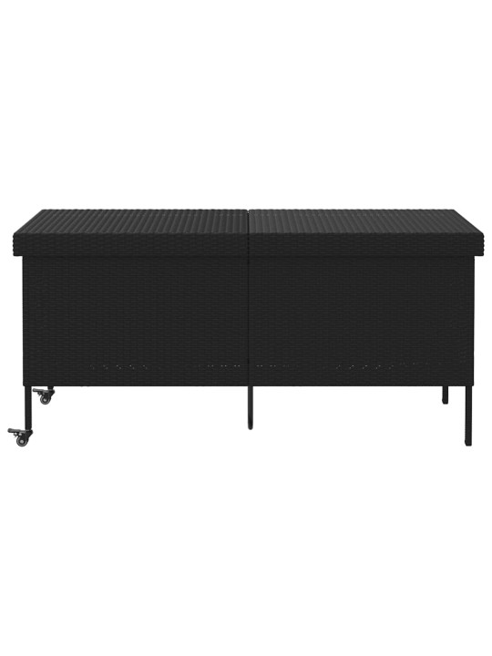 Zahradní úložný box s kolečky černý 160x55x75 cm polyratan