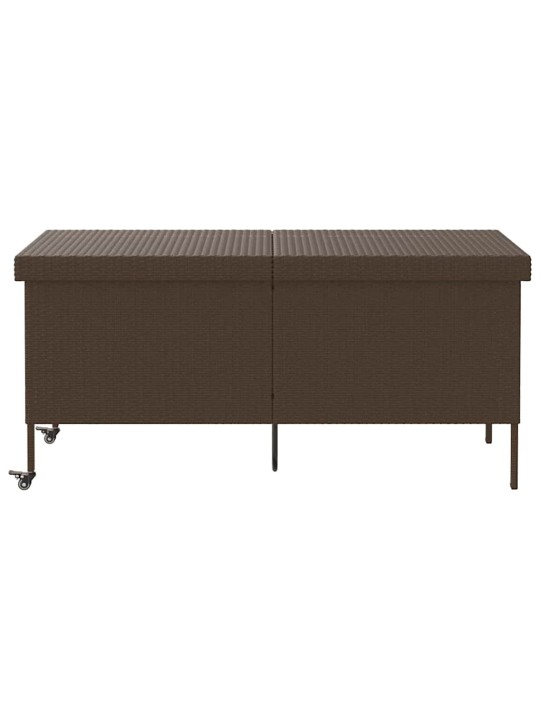Zahradní úložný box s kolečky hnědý 160x55x75 cm polyratan