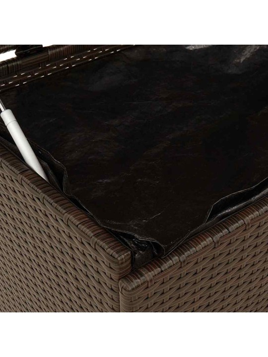 Zahradní úložný box s kolečky hnědý 160x55x75 cm polyratan