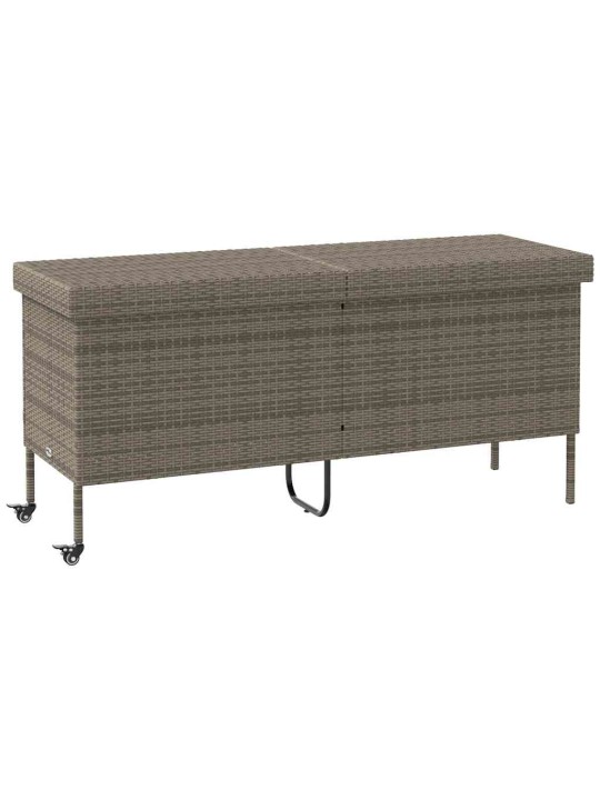 Zahradní úložný box s kolečky šedý 160x55x75 cm polyratan