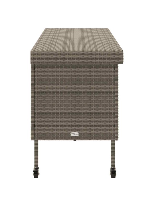 Zahradní úložný box s kolečky šedý 160x55x75 cm polyratan