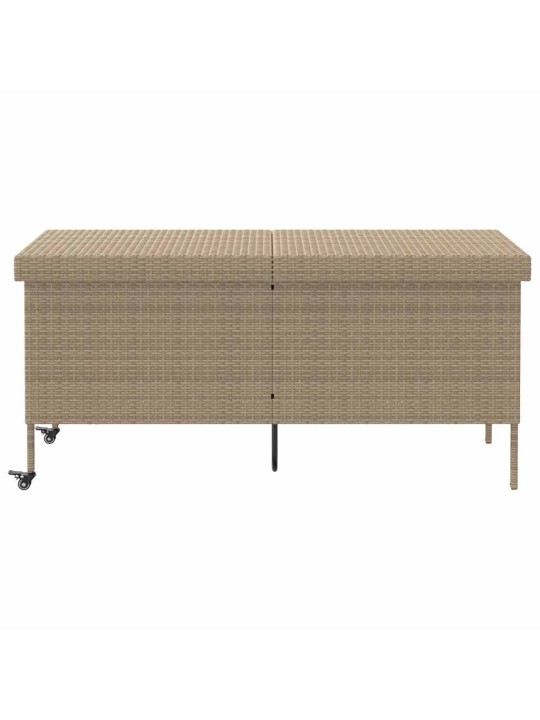 Zahradní úložný box s kolečky béžová 160x55x75 cm polyratan