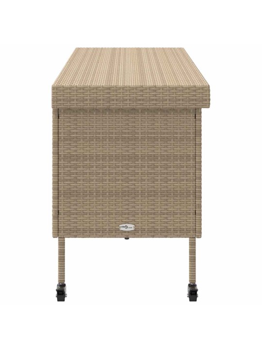 Zahradní úložný box s kolečky béžová 160x55x75 cm polyratan