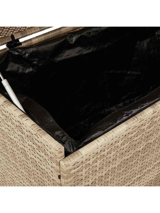 Zahradní úložný box s kolečky béžová 160x55x75 cm polyratan