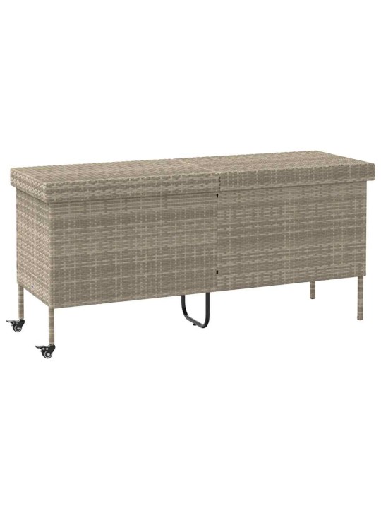 Zahradní úložný box s kolečky světle šedý 160x55x75 polyratan