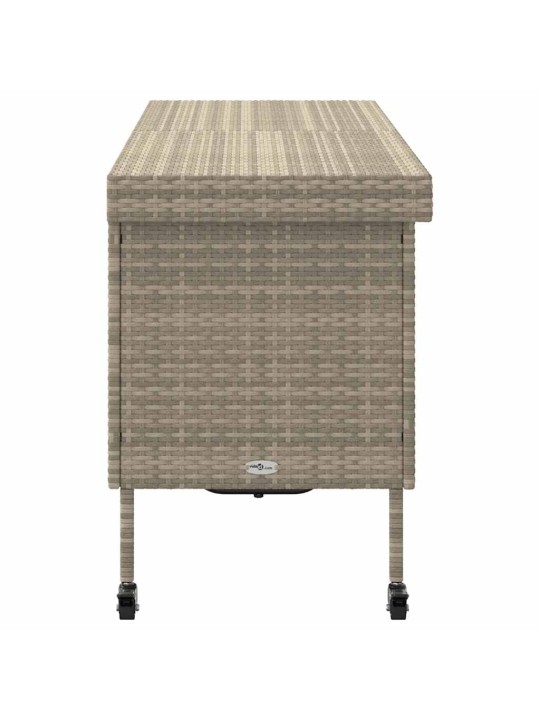 Zahradní úložný box s kolečky světle šedý 160x55x75 polyratan