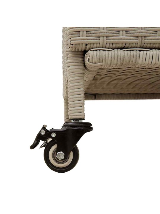 Zahradní úložný box s kolečky světle šedý 160x55x75 polyratan