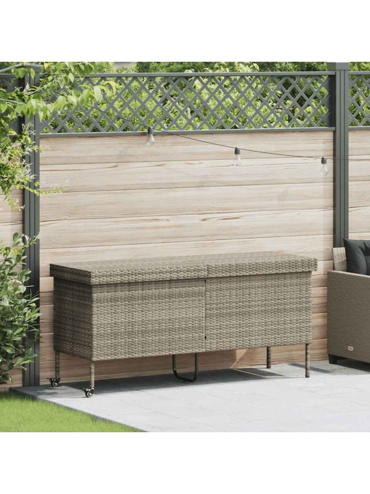 Zahradní úložný box s kolečky světle šedý 160x55x75 polyratan