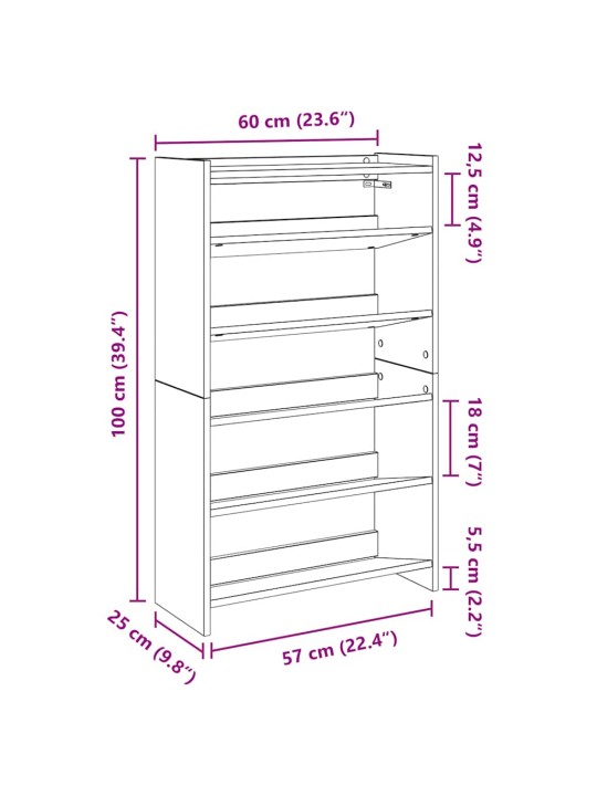 Botník old wood 60x25x100 kompozitní dřevo