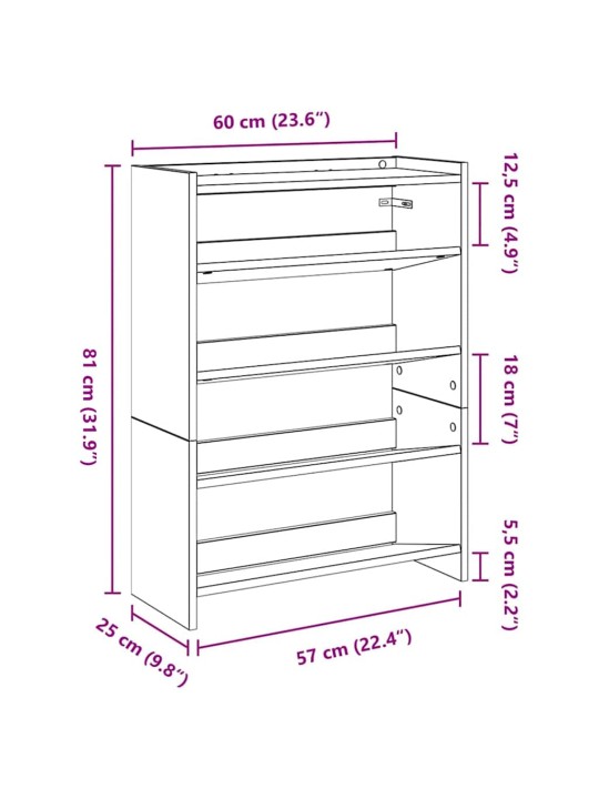 Botník old wood 60x25x81 kompozitní dřevo