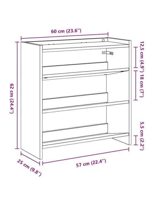Botník old wood 60x25x62 kompozitní dřevo