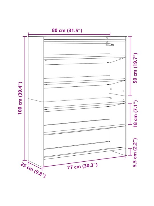Botník dub sonoma 80x25x100 cm kompozitní dřevo