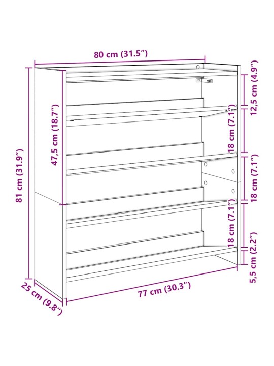 Botník old wood 80x25x81 kompozitní dřevo