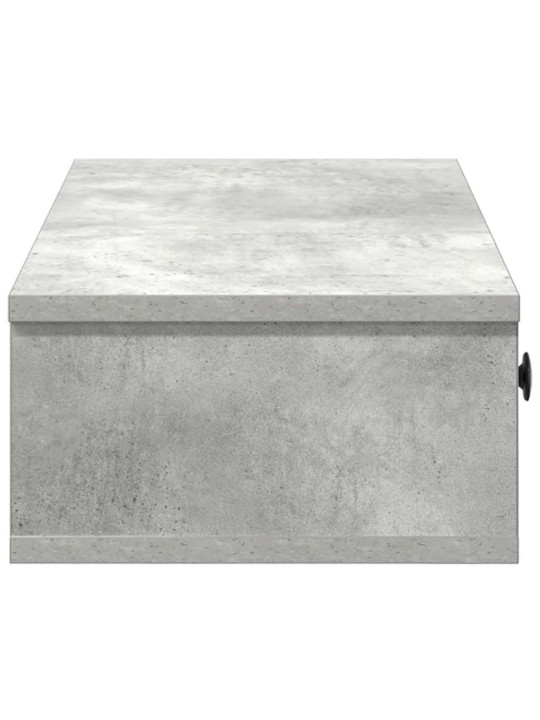 Nástěnná police se zásuvkami betonově šedá 60x25x15 cm kompozit