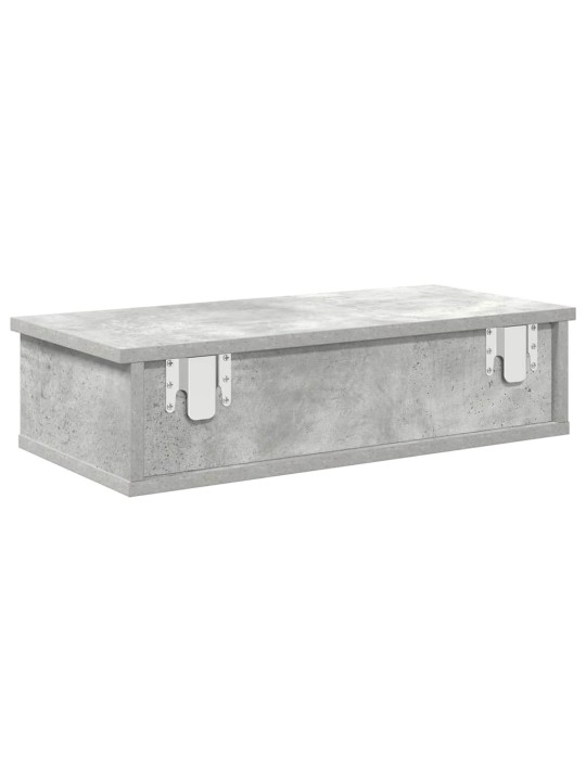 Nástěnná police se zásuvkami betonově šedá 60x25x15 cm kompozit
