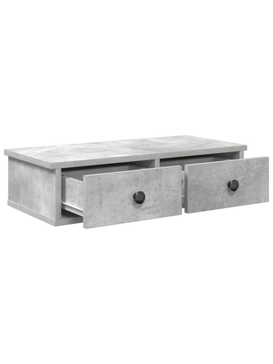 Nástěnná police se zásuvkami betonově šedá 60x25x15 cm kompozit
