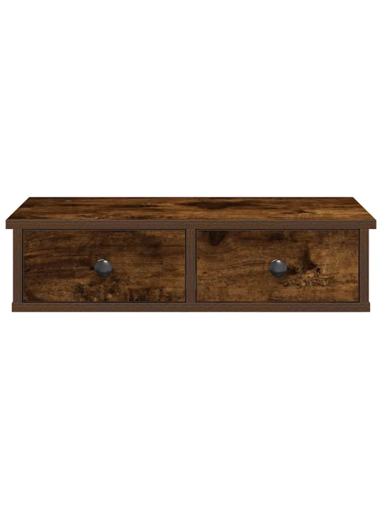 Nástěnná police se zásuvkami kouřový dub 60x25x15 cm kompozit