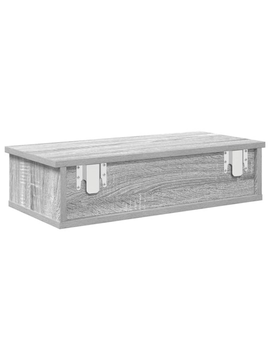 Nástěnná police se zásuvkami šedá sonoma 60x25x15 cm kompozit