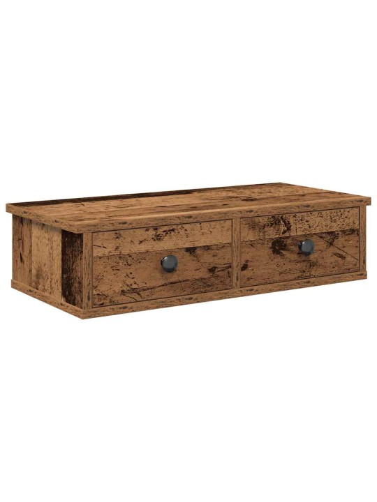 Nástěnná police se zásuvkami old wood 60 x 25 x 15 cm kompozit