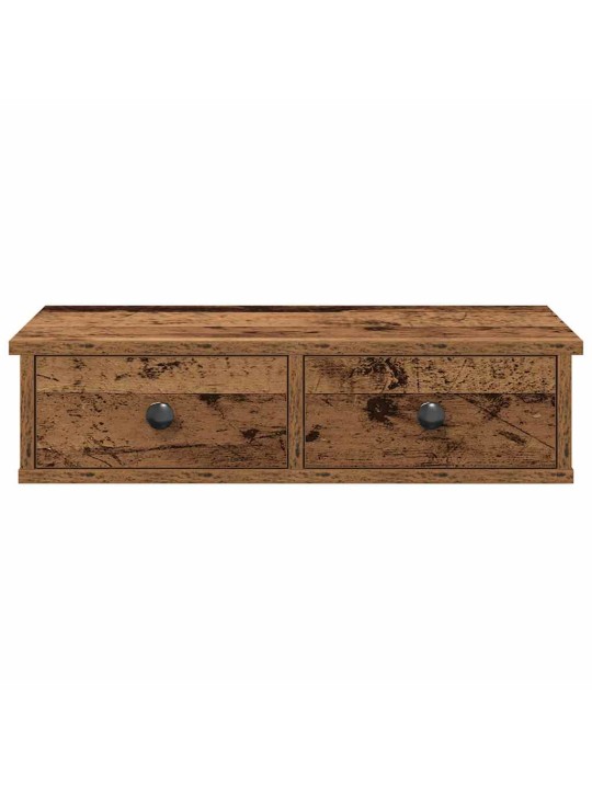 Nástěnná police se zásuvkami old wood 60 x 25 x 15 cm kompozit