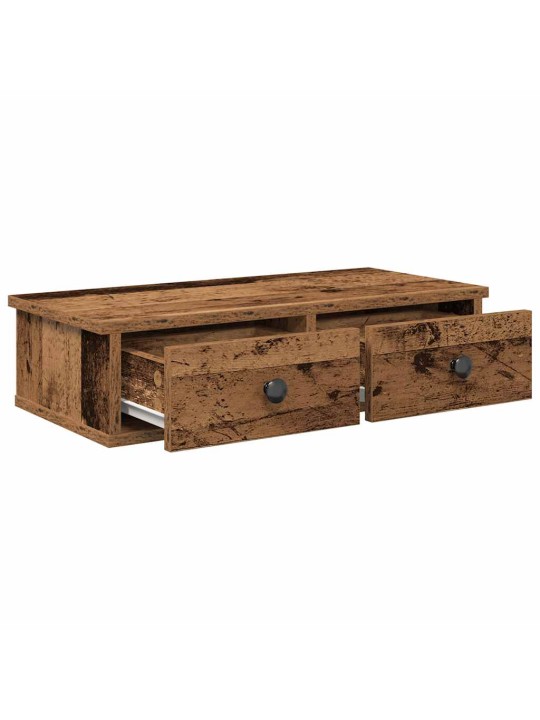Nástěnná police se zásuvkami old wood 60 x 25 x 15 cm kompozit