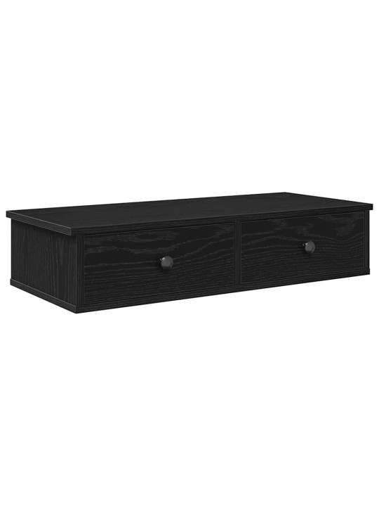 Nástěnná police se zásuvkami černá 80x31x17 cm kompozitní dřevo