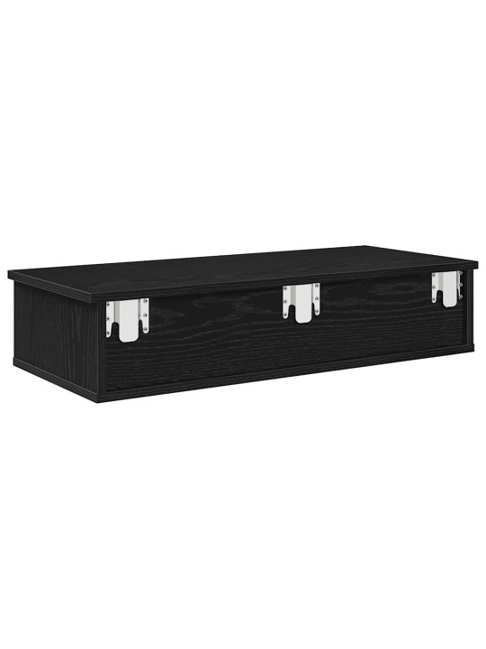 Nástěnná police se zásuvkami černá 80x31x17 cm kompozitní dřevo