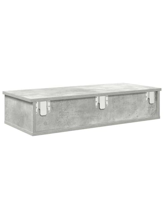 Nástěnná police se zásuvkami betonově šedá 80x31x17 cm kompozit