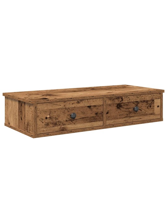 Nástěnná police se zásuvkami old wood 80 x 31 x 17 cm kompozit