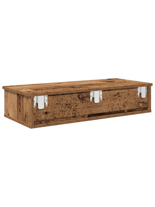Nástěnná police se zásuvkami old wood 80 x 31 x 17 cm kompozit