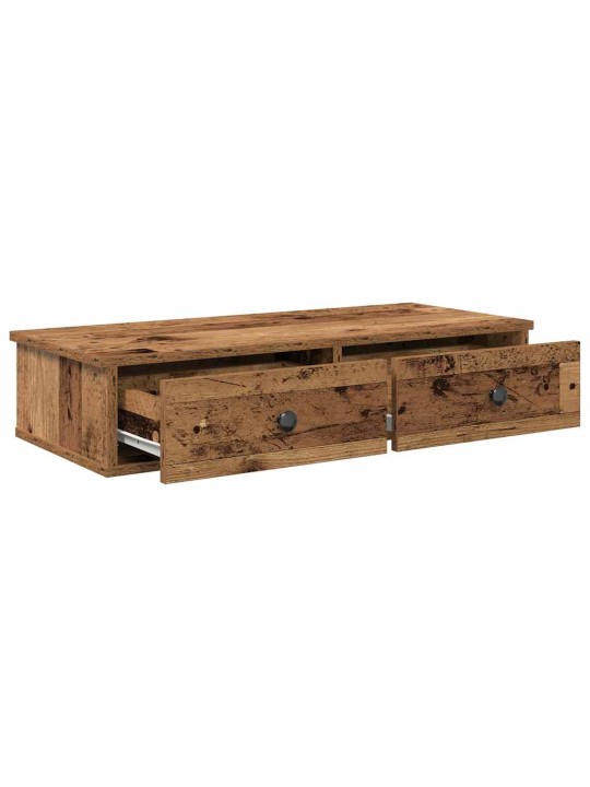 Nástěnná police se zásuvkami old wood 80 x 31 x 17 cm kompozit