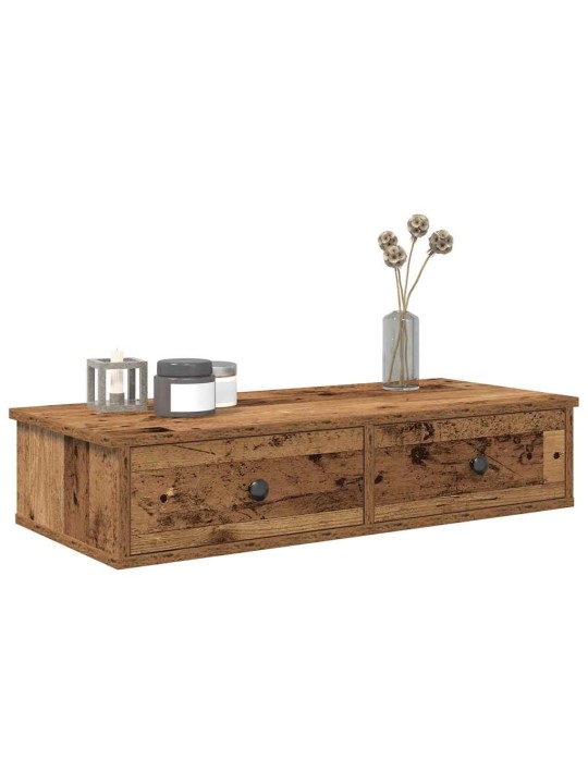 Nástěnná police se zásuvkami old wood 80 x 31 x 17 cm kompozit