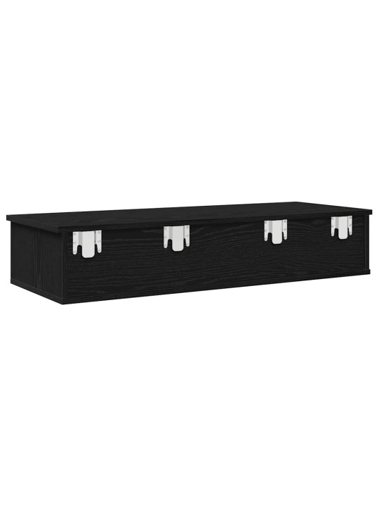 Nástěnná police se zásuvkami černá 100x37,5x19 cm kompozit