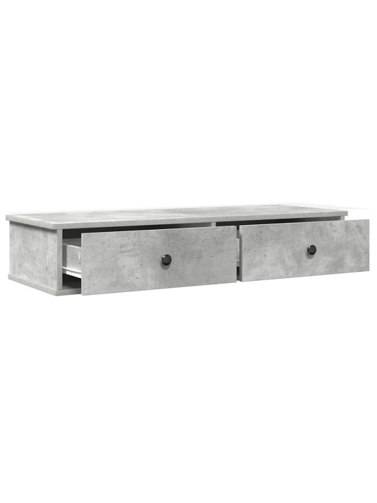 Nástěnná police se zásuvkami betonově šedá 100x37,5x19 cm